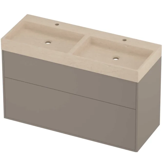 Proline Evoli Badmeubelset Hardsteen Loft 2 Kraangaten 120x46x75 cm Sand Stone Clay Beige