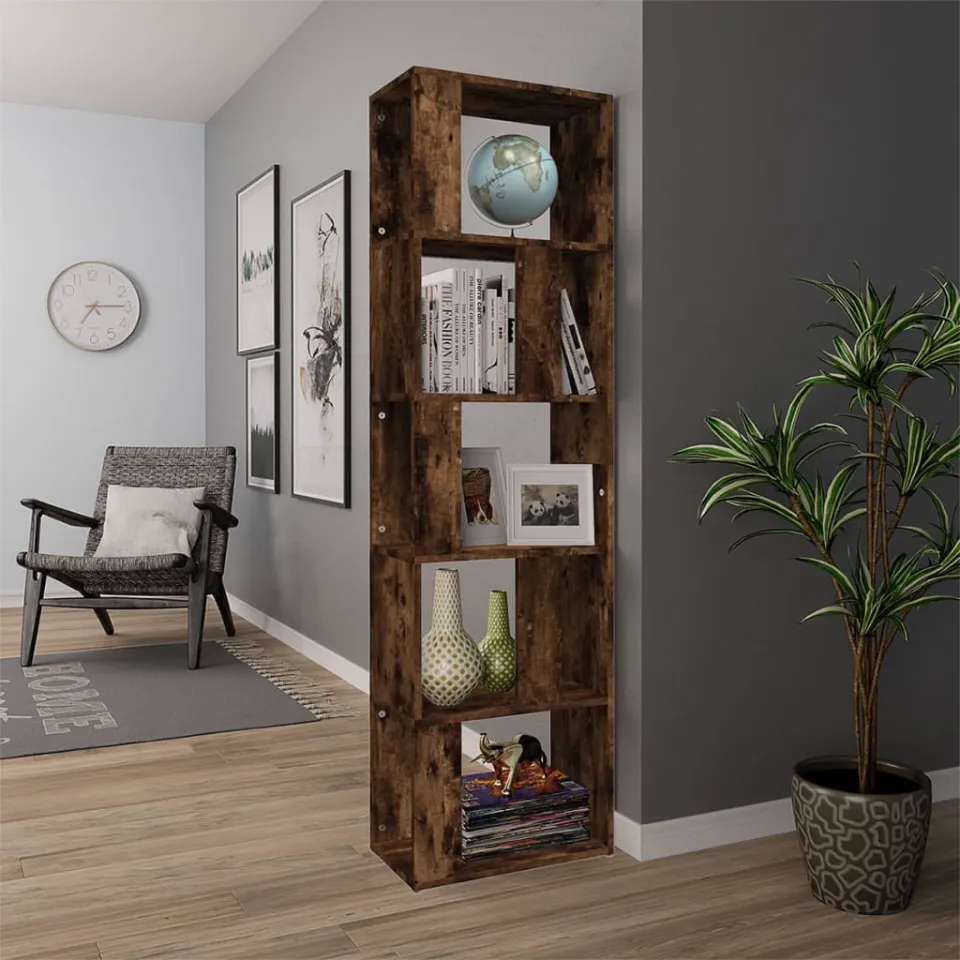 vidaXL Boekenkast 45x24x160 cm bewerkt hout gerookt eikenkleurig, foto 3