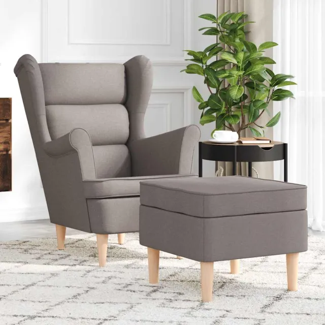 vidaXL Fauteuil met voetenbankje stof taupe