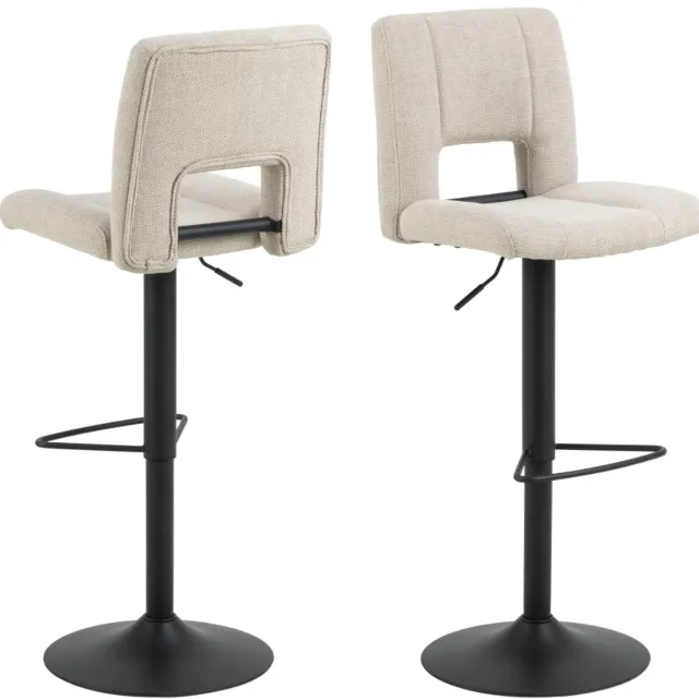 Giga Living Barkruk Wistad - Beige Stof - Zithoogte 83cm - Set van 2
