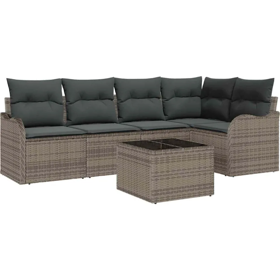 vidaXL Tuin Sofa Set 6 st Grijs poly rattan