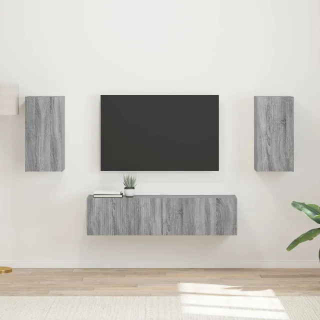 vidaXL Tv-meubelset 4 st Grijs Sonoma Bewerkt hout