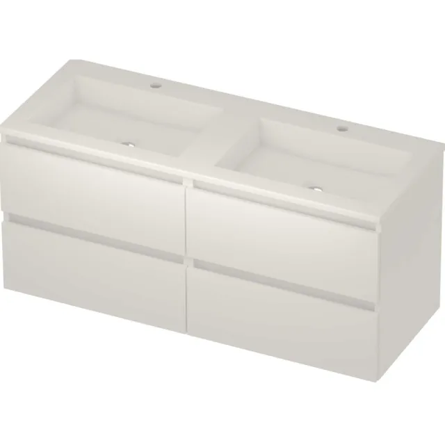 Basic-Line Aura 46 Badmeubelset Acryl 2 Kraangaten 120x46x54 cm A46gwemw2x602 Mat White Glans Wit