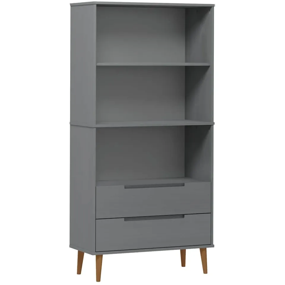 vidaXL Boekenkast MOLDE 85x35x170,5 cm massief grenenhout grijs, foto 3