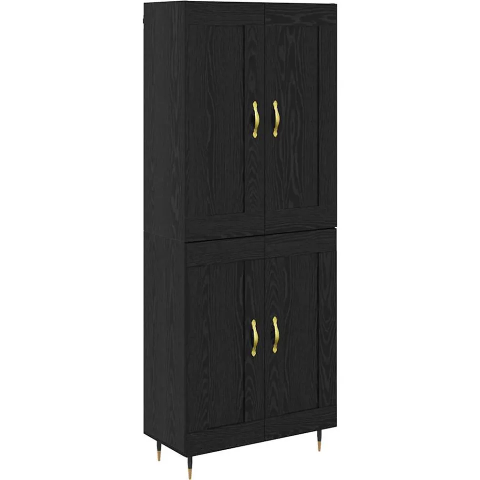 vidaXL Highboard Zwart Eiken 69,5 x 34 x 90 cm Bewerkt hout, foto 3