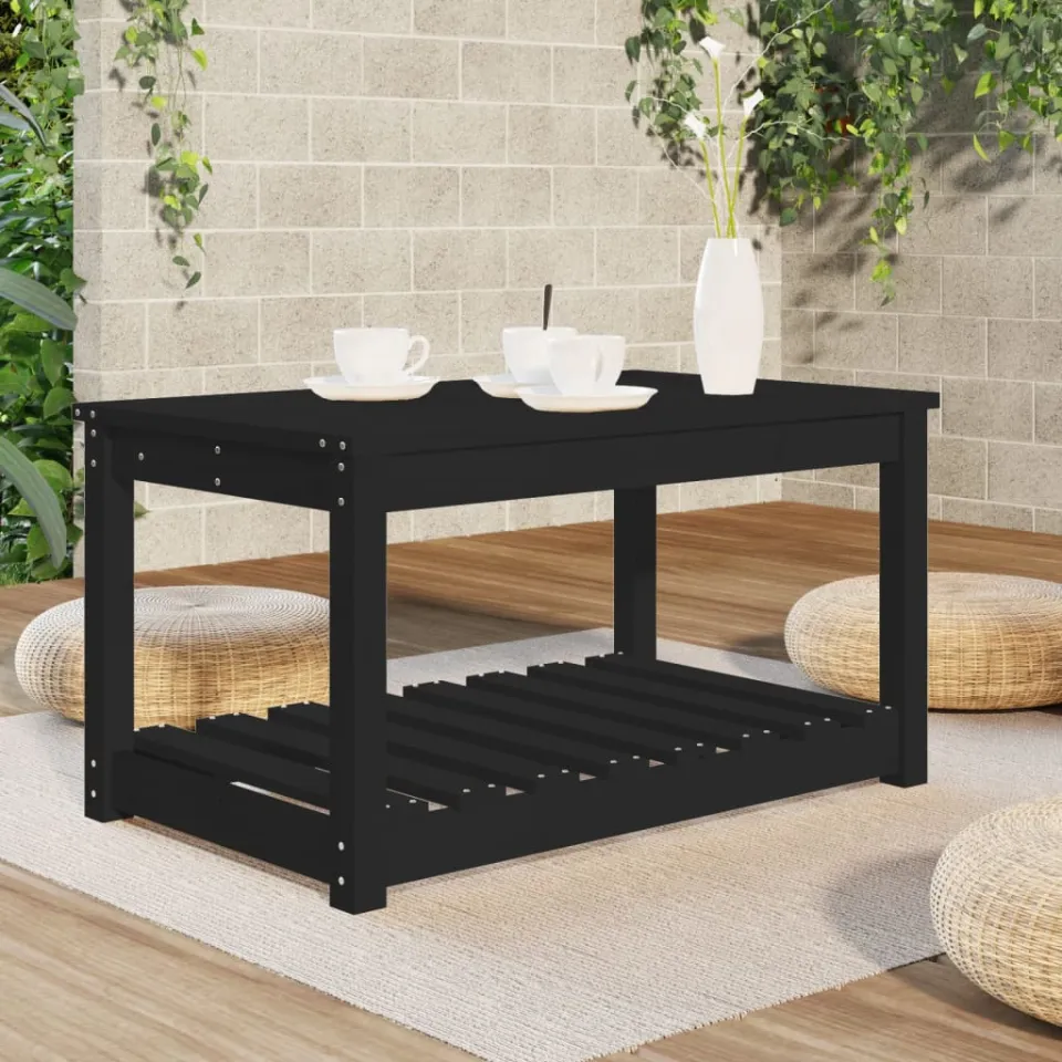 vidaXL Tuintafel 82,5x50,5x45 cm massief grenenhout zwart, foto 3