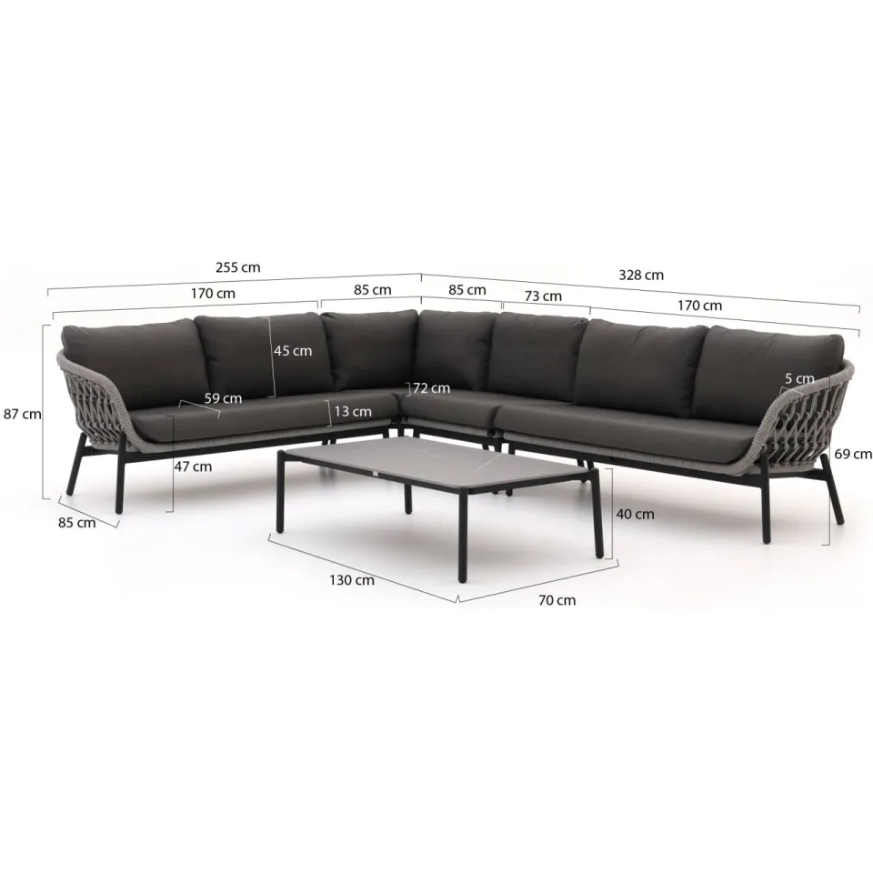 Bellagio tuinmeubelen Bellagio Cupello hoek loungeset 5-delig links grijs, foto 3