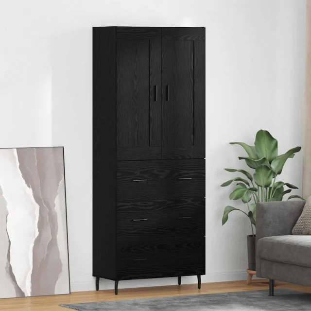 vidaXL Hoge kast 2 st Zwart Eiken 69,5 x 34 x 180 cm Bewerkt hout, foto 2