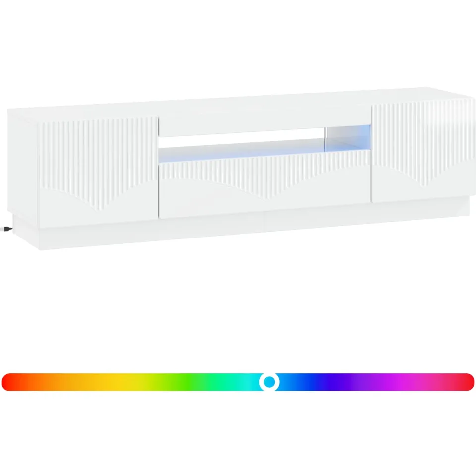 vidaXL LED tv-meubel Hoogglans Wit Bewerkt hout