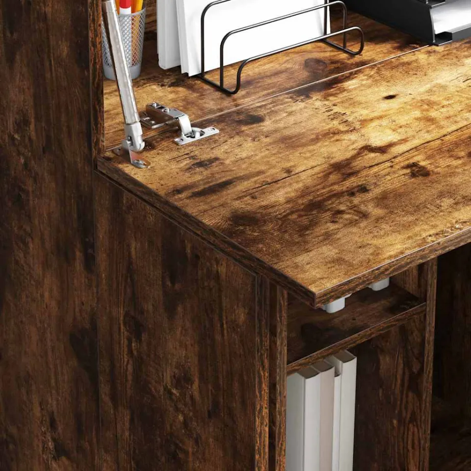 vidaXL Bureau Gerookt eiken 71,5 x 31,5 x 106,5 cm Bewerkt hout, foto 4