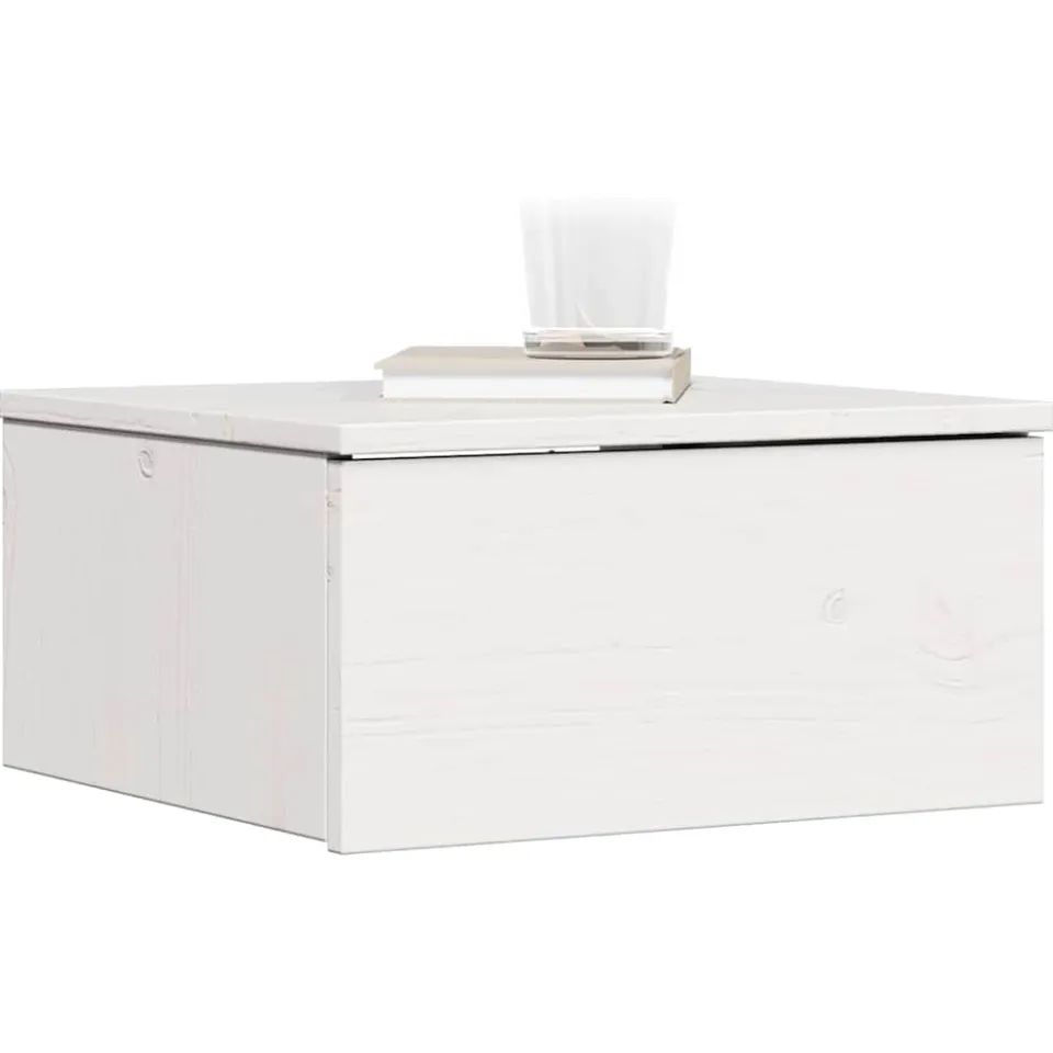 vidaXL Nachtkastje met lade Wit 37 x 35 x 18,5 cm Massief grenenhout