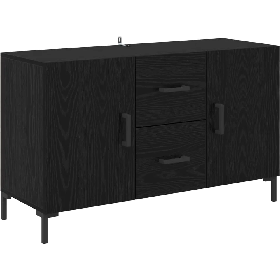 vidaXL Dressoir Zwart Eiken 100 x 36 x 60 cm Bewerkt hout, foto 3