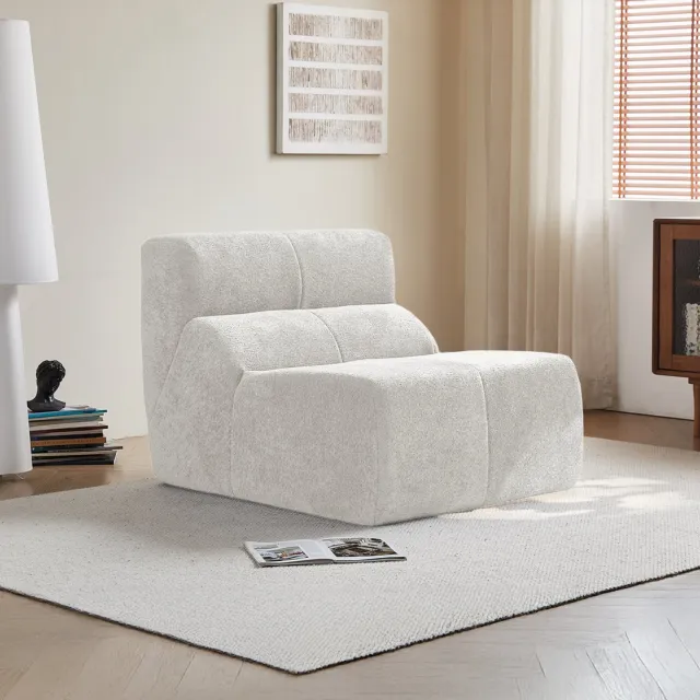 DESMIU Fauteuil 94 x 110 x 79 cm - Ergonomisch Comfort Met Hoogdicht Schuim - Voor Woonkamer En Kleine Ruimtes - Velvet - Wit