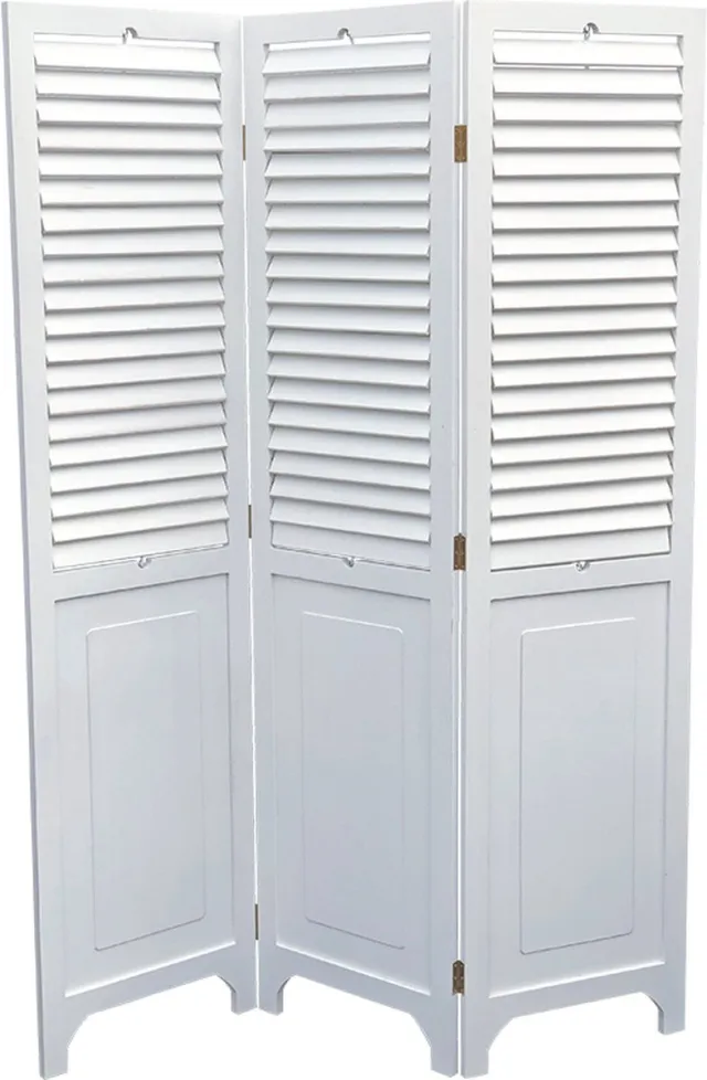 Lavandoux Houten Shutter Kamerscherm met 3 Panelen, H180 x L135 cm - Wit | Kamerscherm 3 Panelen | Kamerscherm Hout | Roomdivider | Scheidingswand | Vouwscherm | Shutters
