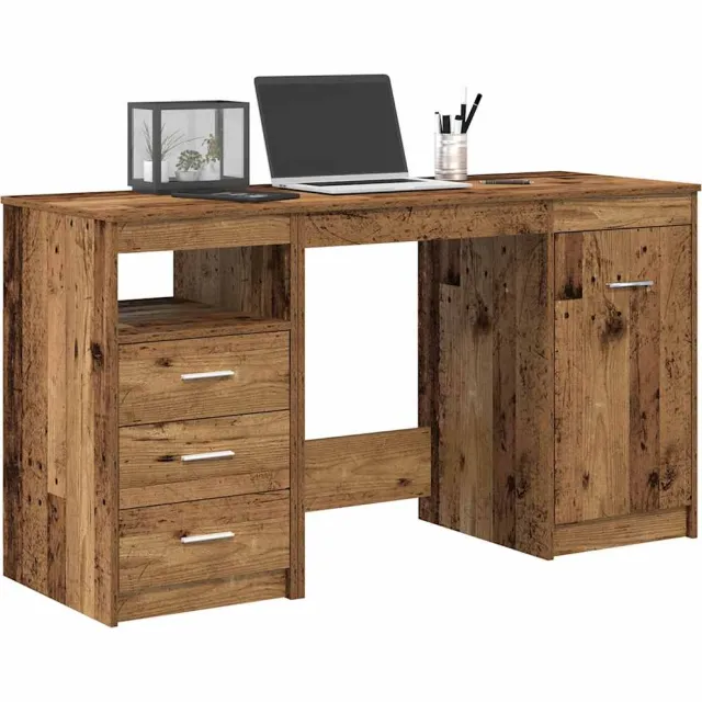 vidaXL Bureau met kast Oud hout Bewerkt hout Bruin