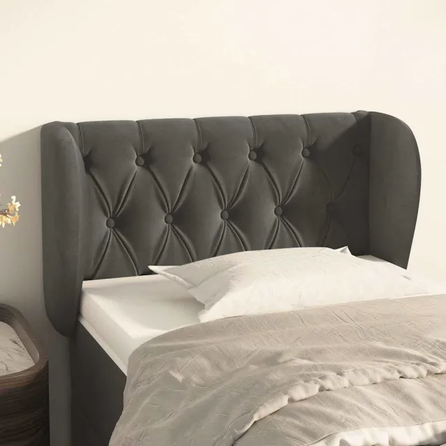 vidaXL Hoofdbord met randen 83x23x78/88 cm fluweel donkergrijs grijs
