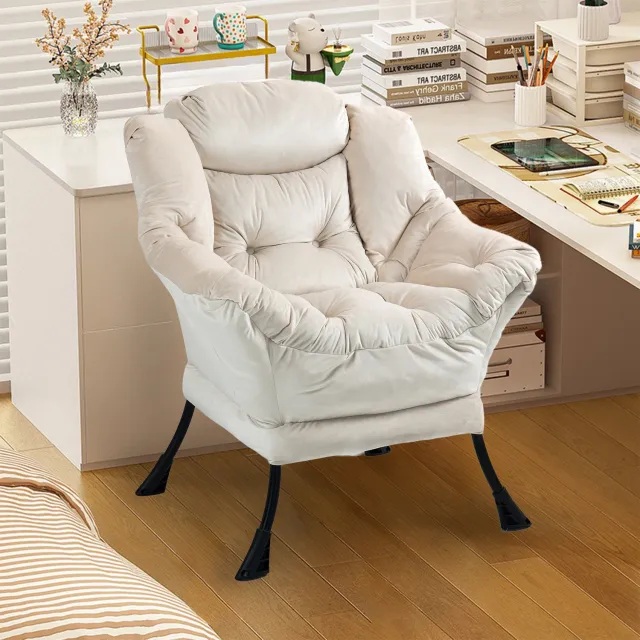 DESMIU Fauteuil 80 cm - Hoge Rugleuning Met Neksteun En Zijvak - Voor Woonkamer, Balkon, Tuin En Terras - Stof Kaki Khaki