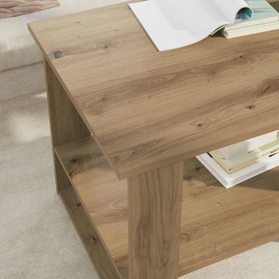 vidaXL Salontafel Artisan Eiken 72 x 50 x 50 cm Bewerkt hout, foto 4