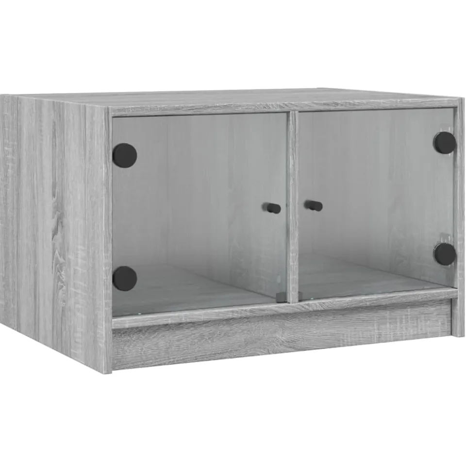 vidaXL Salontafel met glazen deuren 68x50x42 cm grijs sonoma eiken