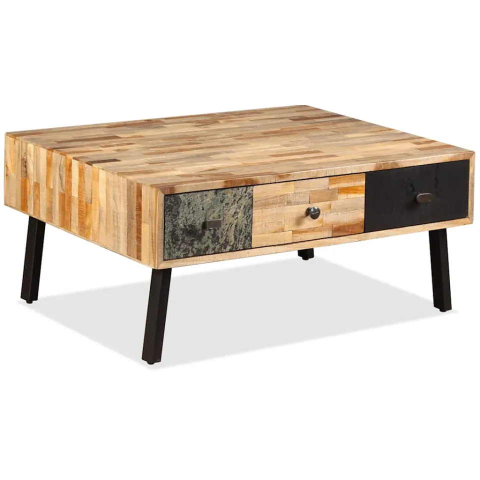 vidaXL Salontafel 90x65x40 cm massief gerecycled teakhout bruin, foto 2