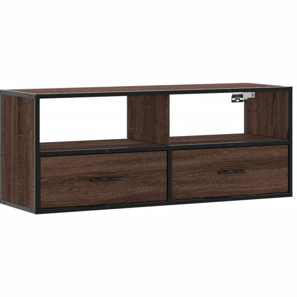 vidaXL Tv-meubel 100x31x39,5 cm bewerkt hout metaal bruin eikenkleurig, foto 3
