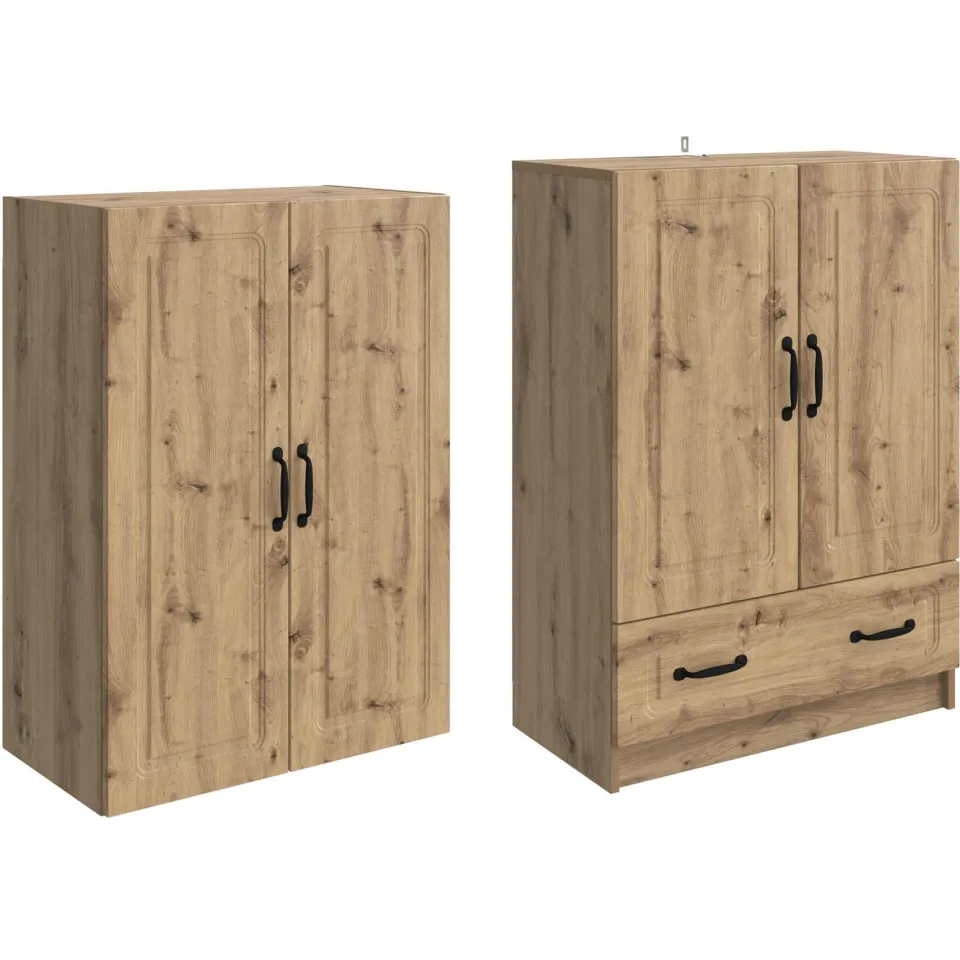 vidaXL Kastenset 2 st Artisanaal eiken Bewerkt hout, foto 3