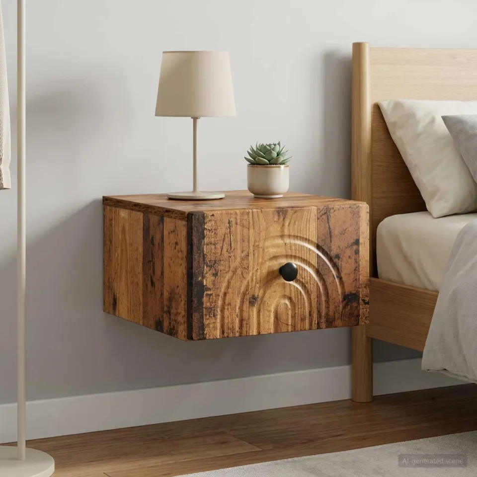vidaXL Wandbeugel Bedkast 2 st Oud hout 33 x 34,5 x 20 cm Bewerkt hout bruin, foto 4