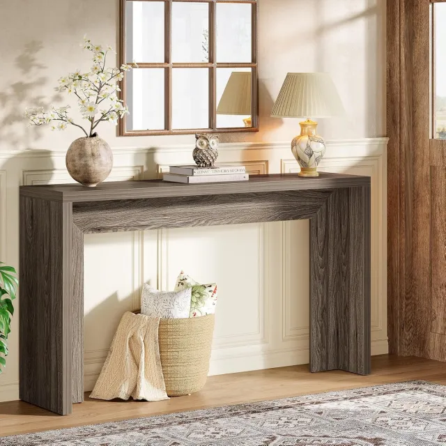 Little Trees LITTLE TREE Landelijke Consoletafel - 140x30x80 cm - Hout - Met opbergruimte - Grijs