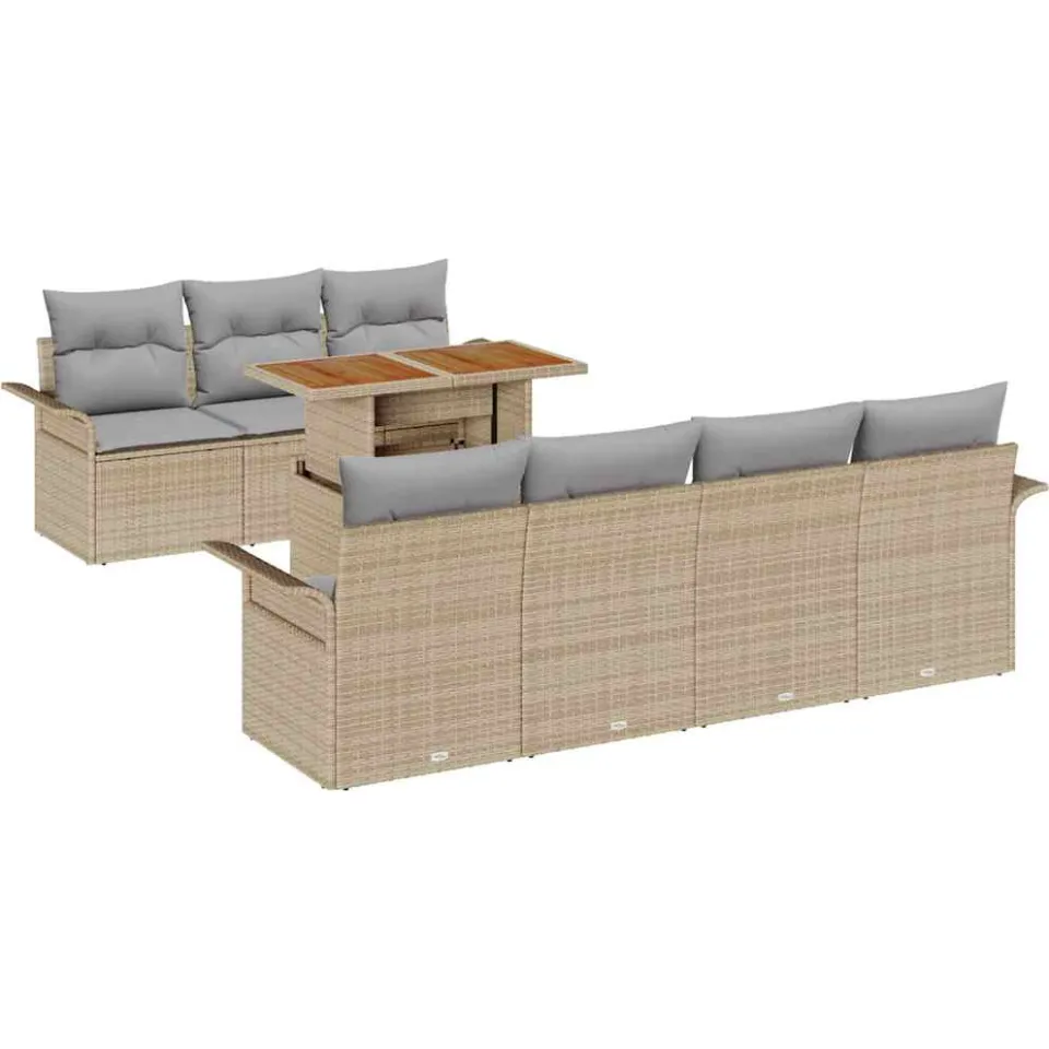 vidaXL Tuin Sofa Set 8 st Beige Poly riet
