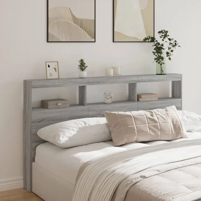 vidaXL Hoofdbordkast met LED-verlichting 180x17x102 cm grijs sonoma