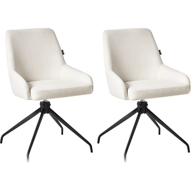 Beliani JENNER - Set van 2 eetkamerstoelen - Gebroken wit - Polyester