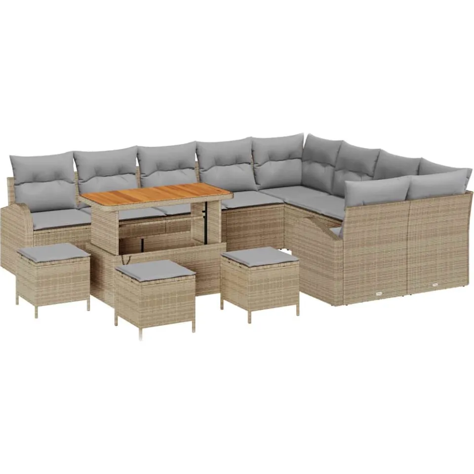 vidaXL Tuinbankenset 13 st Beige poly rattan
