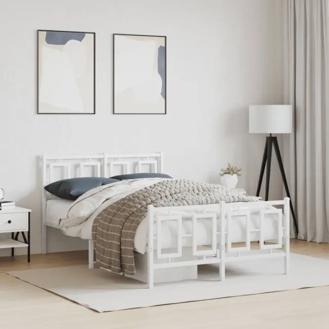vidaXL Bedframe met hoofd- en voeteneinde metaal wit 120 x 190 cm