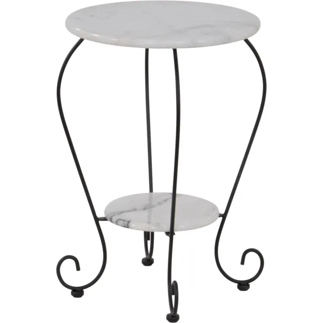 Lesliliving Outdoor Living - Bijzettafel marmer wit Ø25/Ø41cm