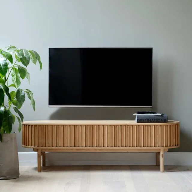 Hygge Interiors Tv-meubel Carno - eikenfineer naturel - 160x45x48 cm - 2 deuren - 1 lade Naturel Naturel