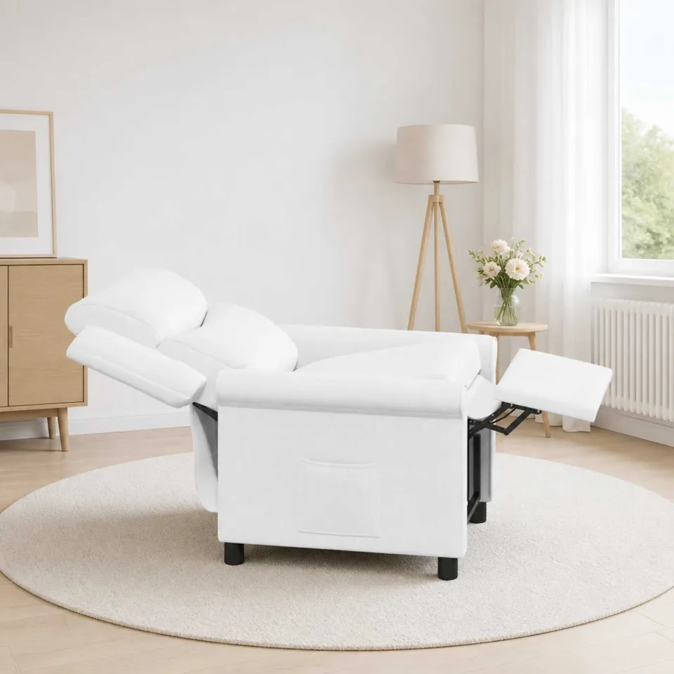 vidaXL Ligstoel Wit 69 x 93 x 102 cm Stof, foto 3