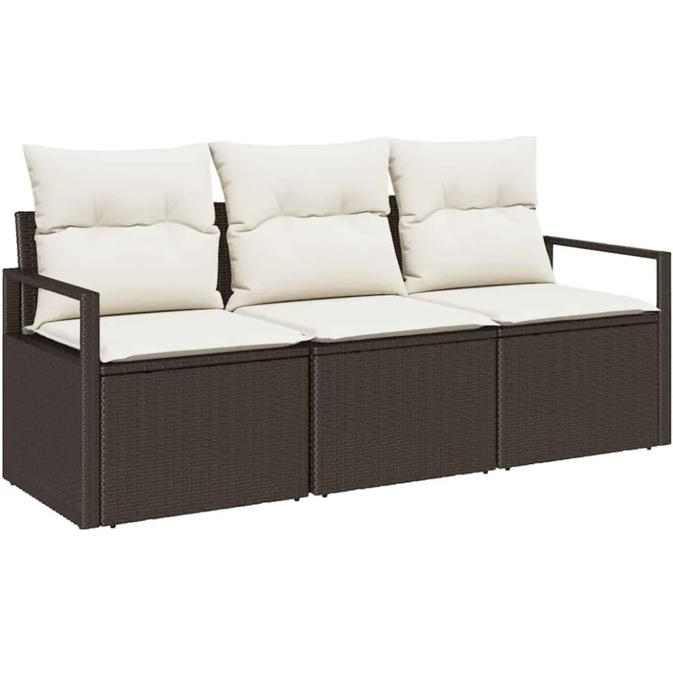 vidaXL Tuinbankenset 3 st Bruin en wit poly rattan