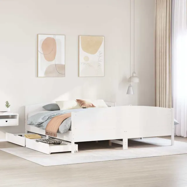 vidaXL Bedframe zonder matras massief grenenhout wit 200x200 cm
