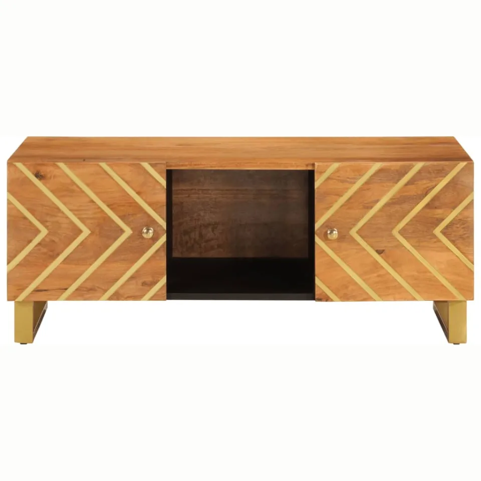 vidaXL Salontafel 100x54x40 cm massief mangohout bruin en zwart, foto 4