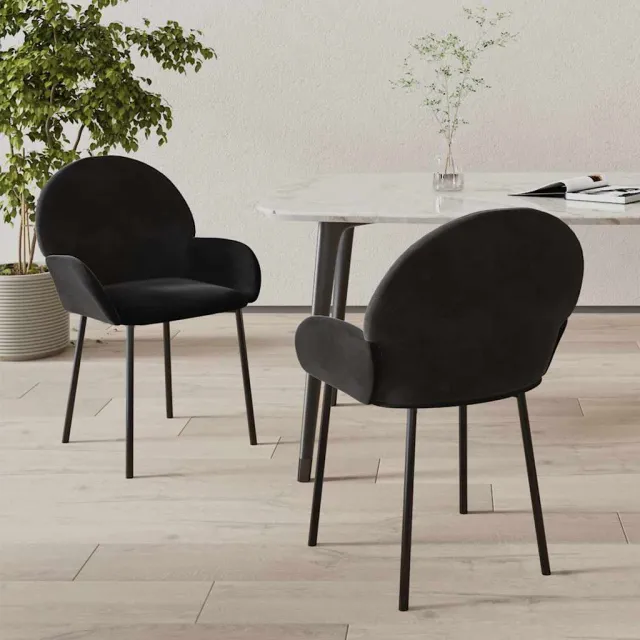 vidaXL Eetkamerstoelen 2 st fluweel zwart