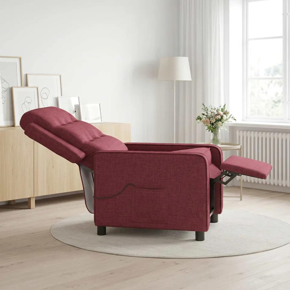 vidaXL Massage-relaxstoel Wijnrood 65 x 93 x 102 cm Stof, foto 4
