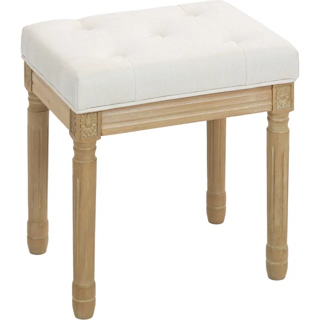 Homona Voetenbank - Met knoopdetails - 42 x 32 x 46,5 cm - Beige