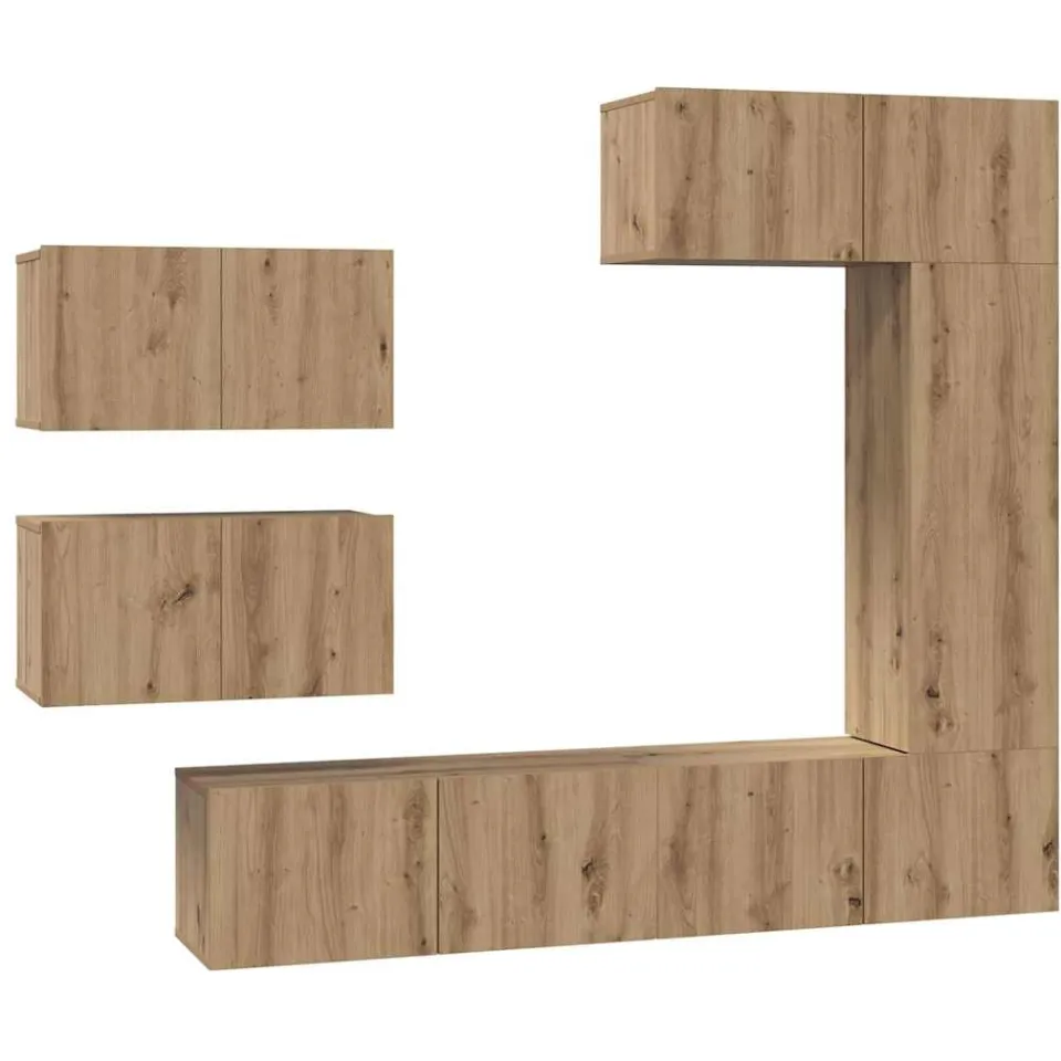 vidaXL Tv-meubelset 6 st Artisan Eiken Bewerkt hout, foto 3