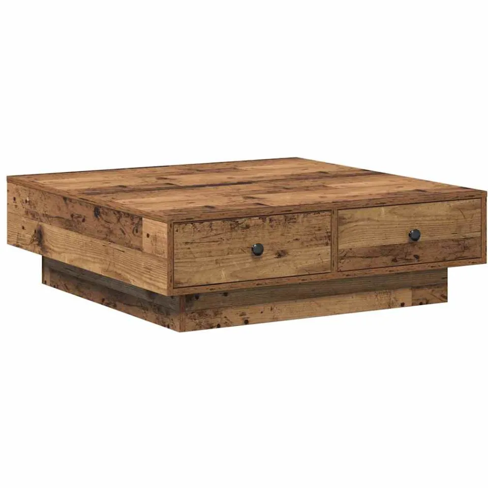 vidaXL Salontafel Oudhout 90 x 90 x 28 cm Bewerkt hout bruin, foto 3