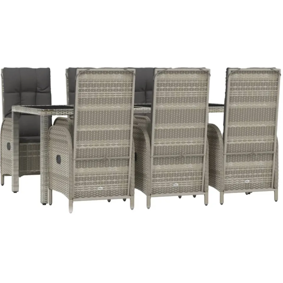 vidaXL 7-delige Tuinset met kussens poly rattan grijs, foto 3