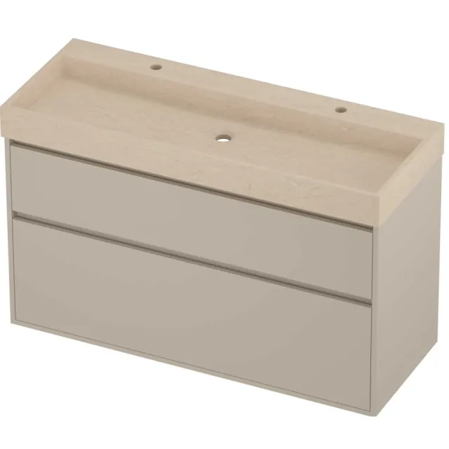 Proline Evoli Badmeubelset Hardsteen Loft 2 Gaten 120x46x75 cm Sand Stone Soft Linen Beige
