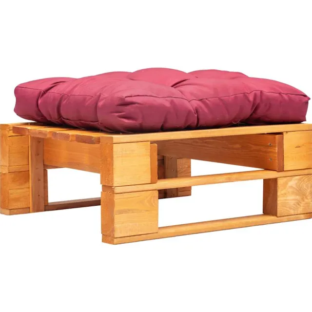 vidaXL Tuinpoef met rood kussen pallet hout honingbruin
