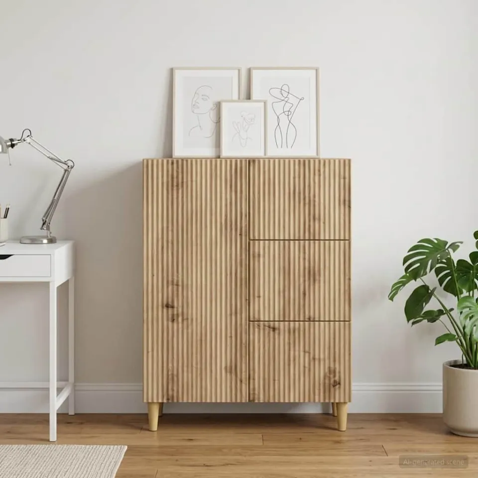 vidaXL Dressoir Artisanaal eiken 66 x 34,5 x 90 cm Bewerkt hout, foto 3