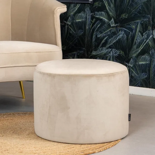 Bronx71 Velvet poef Anna beige Taupe, Beige