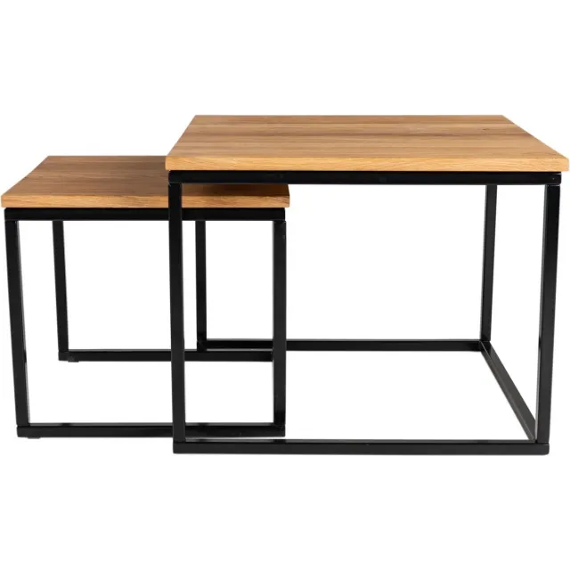 MaximaVida vierkante salontafel set Kiev XL 60 cm - rustiek eikenhout fineer